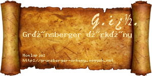 Grünsberger Örkény névjegykártya
